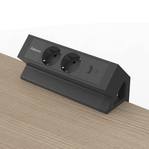 Opbouwunit Juno Zwart (2x 220V, 1x USB-A+C)