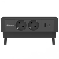 Opbouwunit Juno Zwart (2x 220V, 1x USB-A+C)