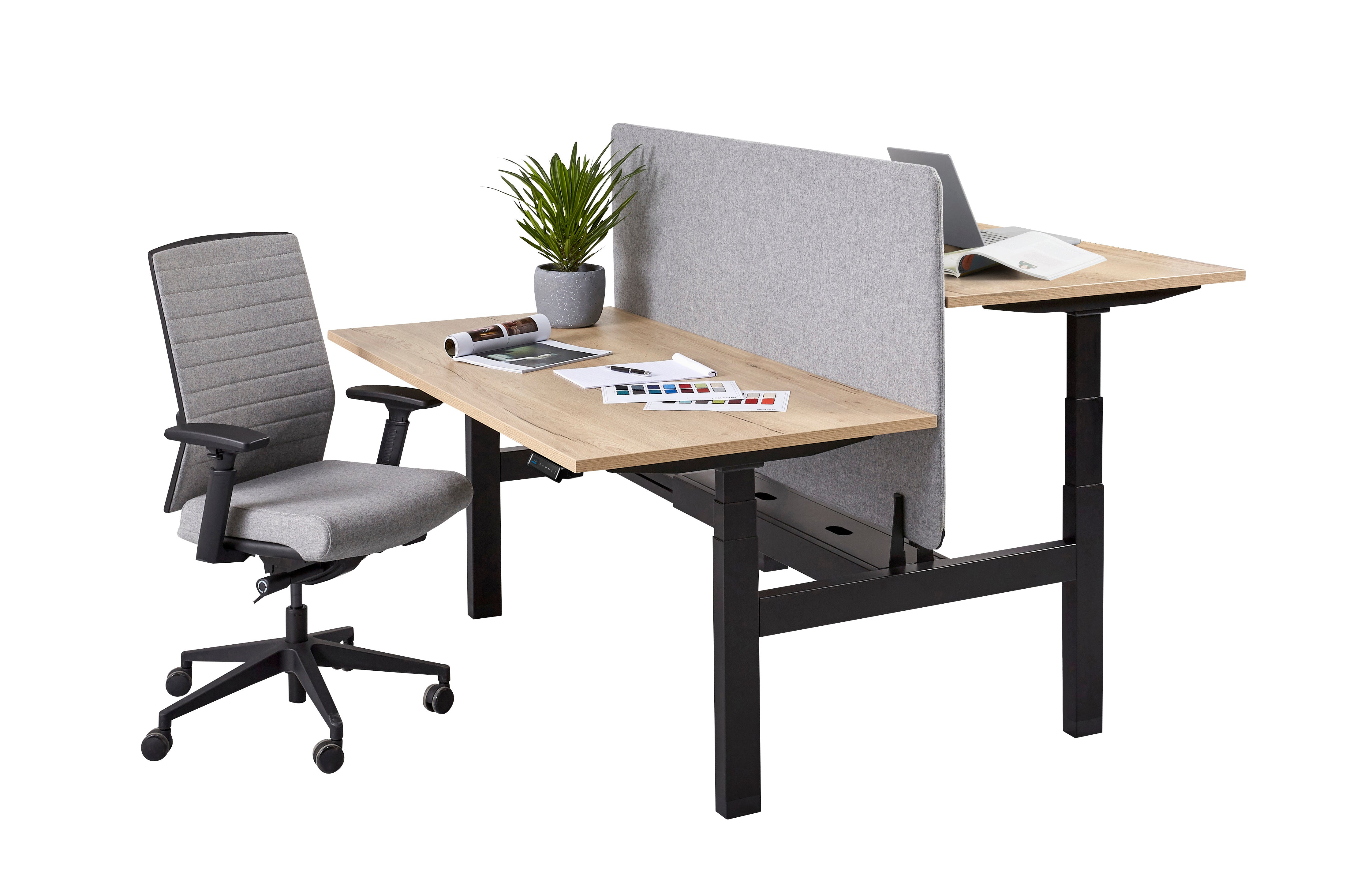 Duo-bureau Furniture Link met zwart frame