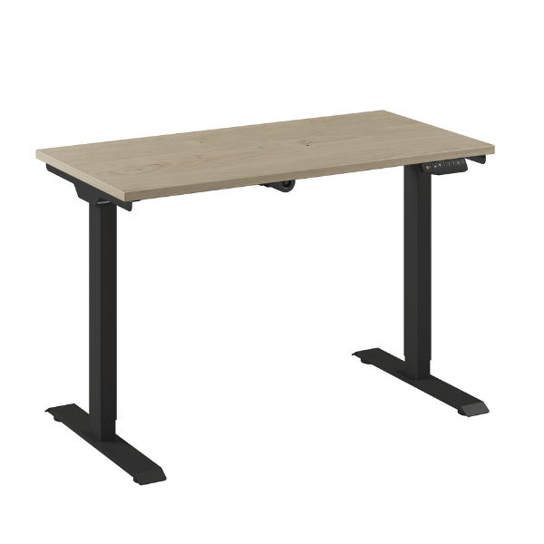 Bureau Flex 1 elektrisch verstelbaar QA (1 motorig) 120x60 cm Zwart/Rustiek Eiken Wit