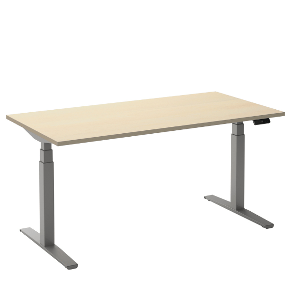 Elektrisch bureau Flex 2 Aluminium/ahorn 120x80 cm