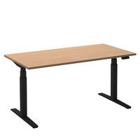 Flex 2 sta/zitbureau 160x80 cm Zwart/Beuken