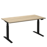 Flex 2 sta/zitbureau 160x80 cm Zwart/Eiken wit