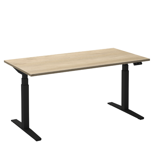 Flex 2 sta/zitbureau 160x80 cm Zwart/Eiken wit