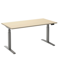 Flex 2 sta/zitbureau 160x80 cm Aluminium/Ahorn