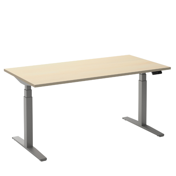 Flex 2 sta/zitbureau 160x80 cm Aluminium/Ahorn