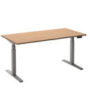 Flex 2 sta/zitbureau 160x80 cm Aluminium/Beuken