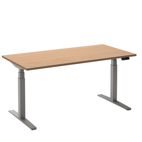 Flex 2 sta/zitbureau 160x80 cm Aluminium/Beuken