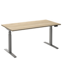 Flex 2 sta/zitbureau 160x80 cm Aluminium/Eiken wit