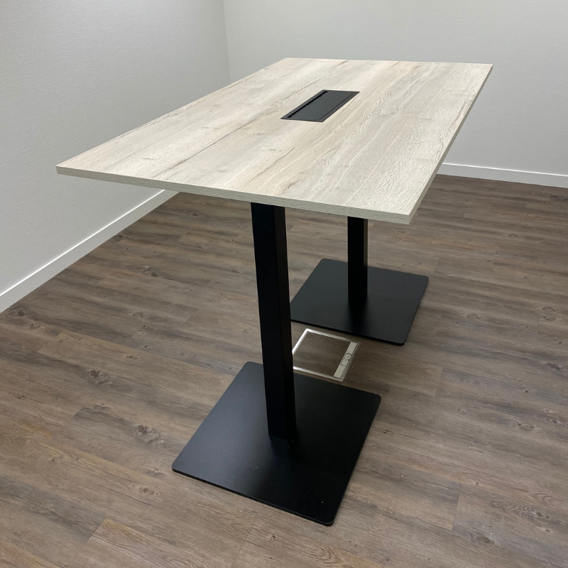 Vergadertafel Active Zwart/Eiken wit