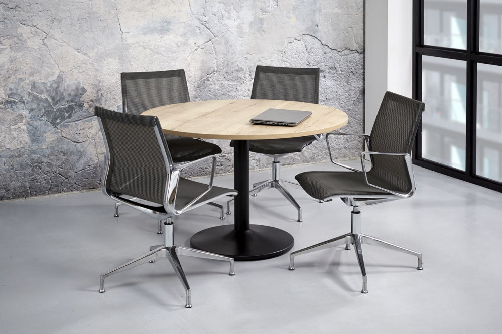 Vergadertafel Trom Zwart/Halifax eiken