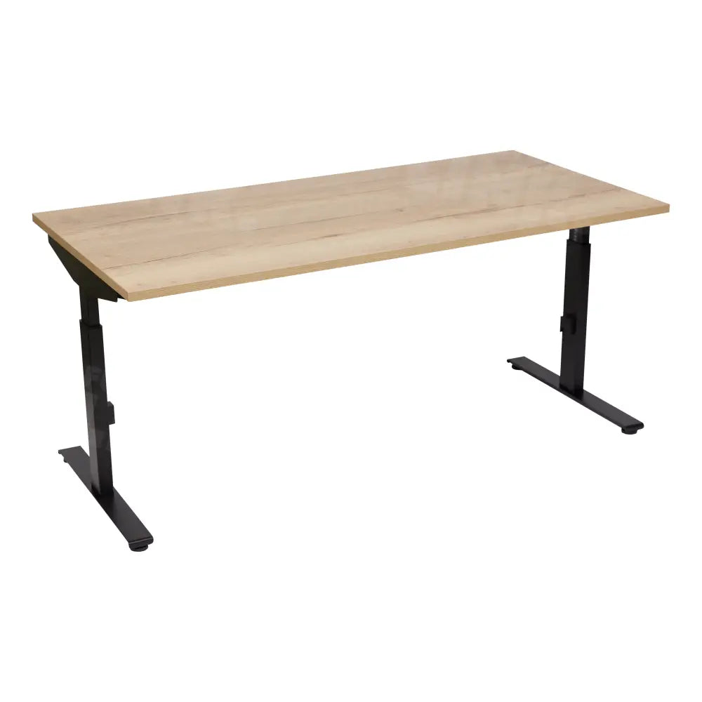 Bureau DSQ 200x80cm met Zwarte T-poot en Halifax eiken blad