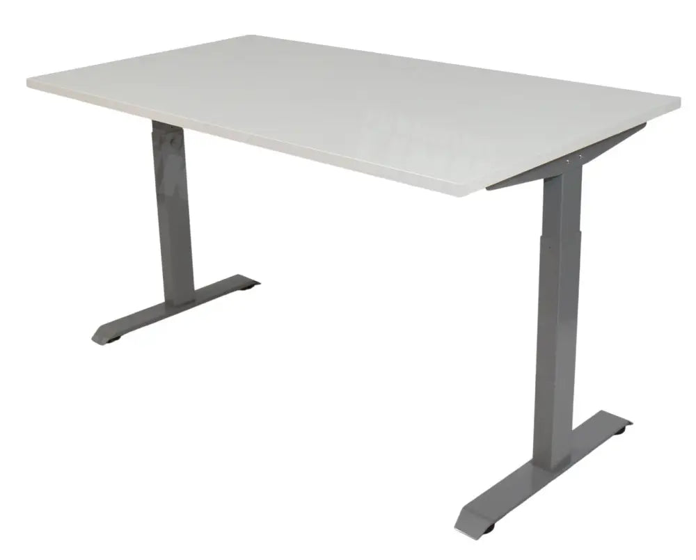 Bureau DSQ EURO 160x80cm met Lichtgrijze T-poot, Wit blad