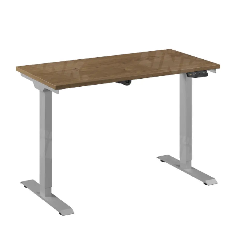 Bureau Flex 1 elektrisch verstelbaar QA (1 motorig) 120x60 cm Aluminium/Rustiek Eiken Tabak