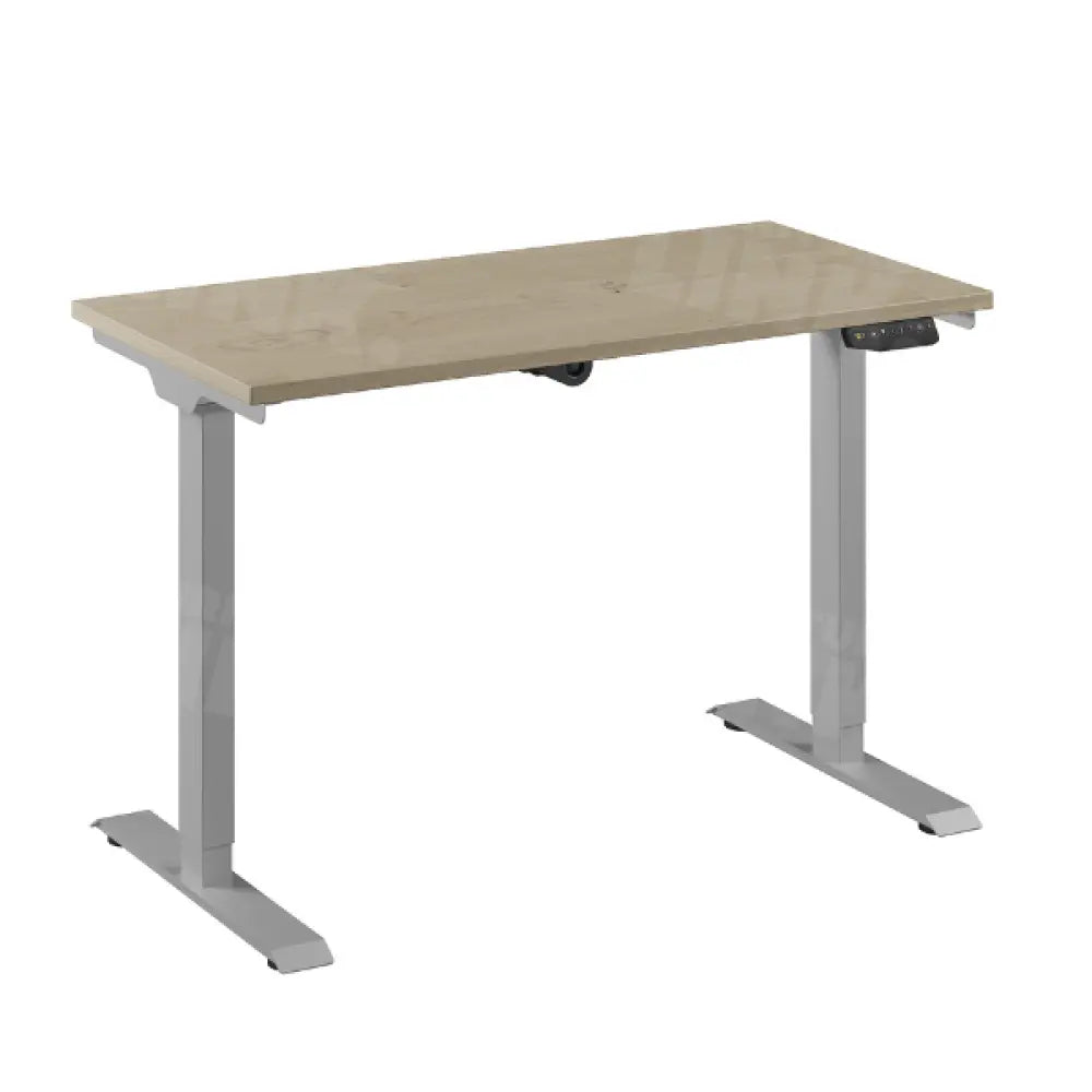 Bureau Flex 1 elektrisch verstelbaar QA (1 motorig) 120x60 cm Aluminium/Rustiek Eiken Wit