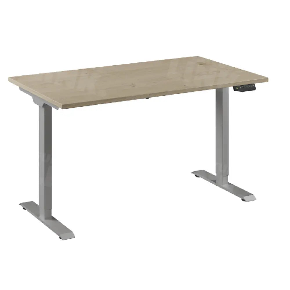 Bureau Flex 1 elektrisch verstelbaar QA (1 motorig) 140x80 cm - Aluminium / Eiken wit