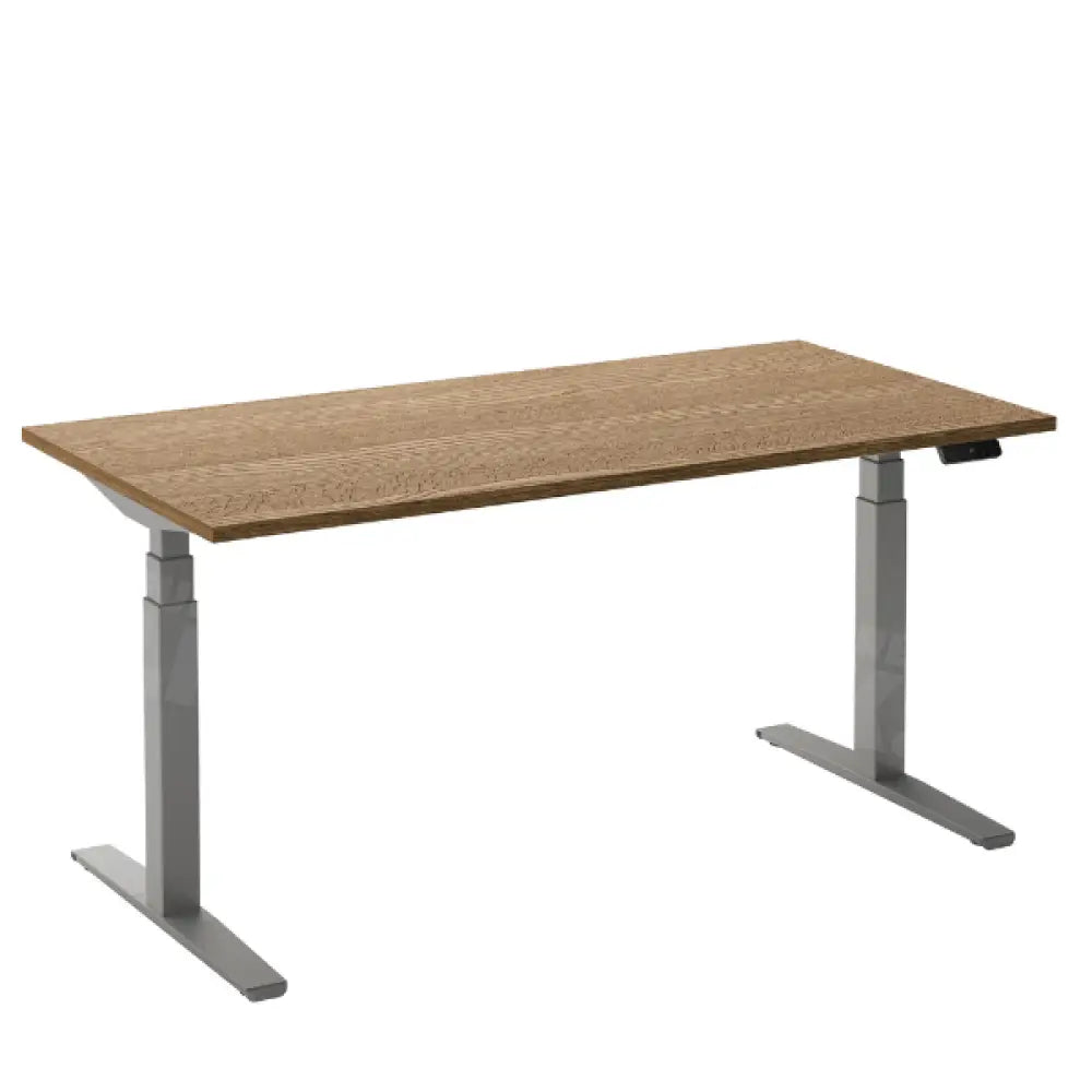 Elektrisch bureau Flex 2 Aluminium/eiken tabak 120x80 cm