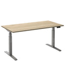 Flex 2 sta/zitbureau 160x80 cm Aluminium/Eiken wit