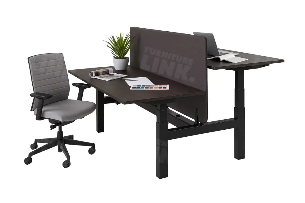 Duo-bureau Comfi Compleet 120x80 cm - Zwart / Antraciet Eiken