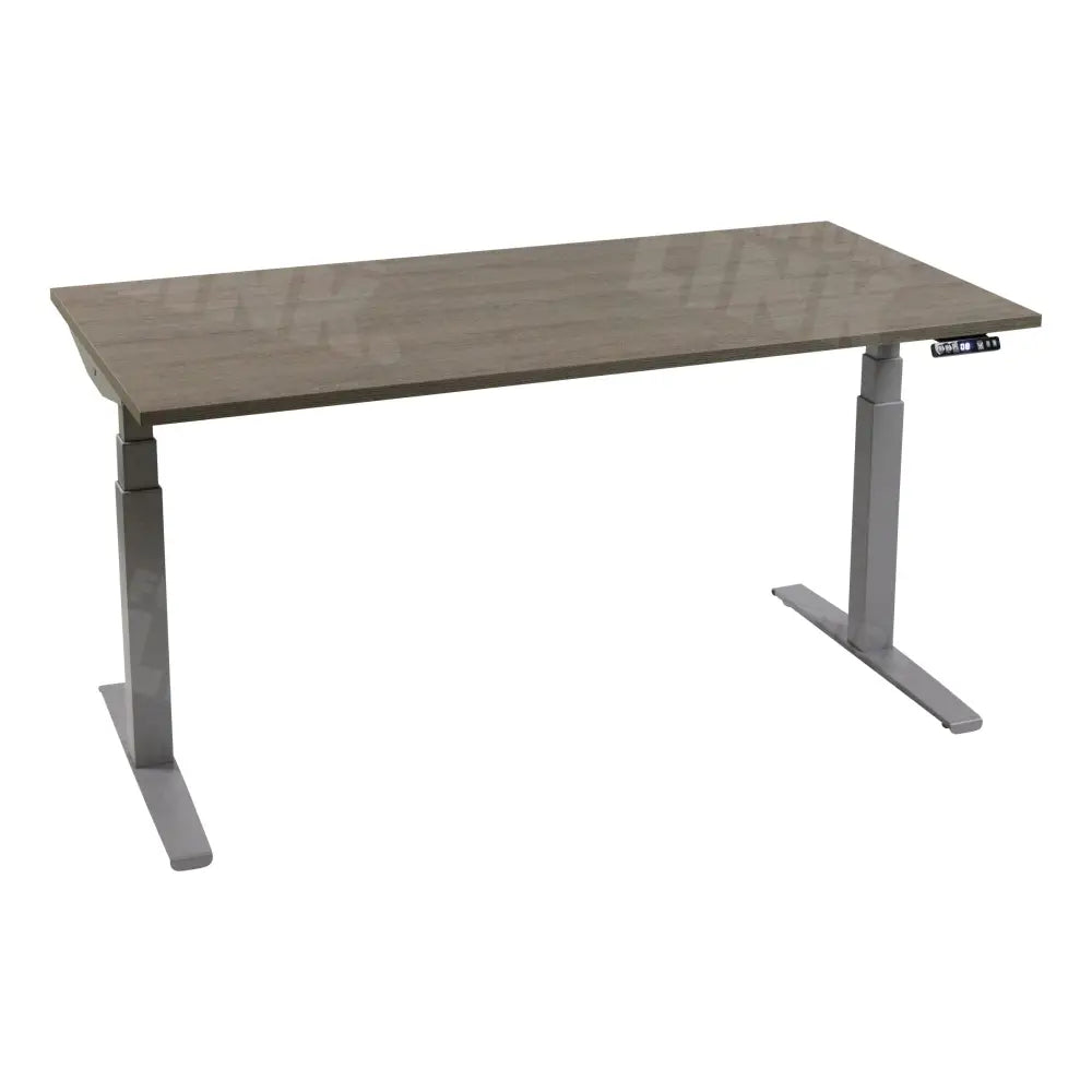 Elektrisch bureau DSQ 160x80cm met Aluminium poot en Logan eiken blad