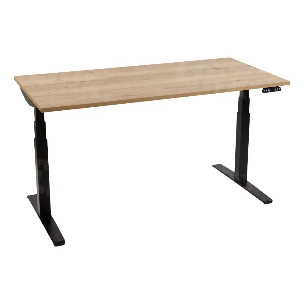 Elektrisch bureau DSQ 160x80cm met Zwarte poot en Halifax eiken blad