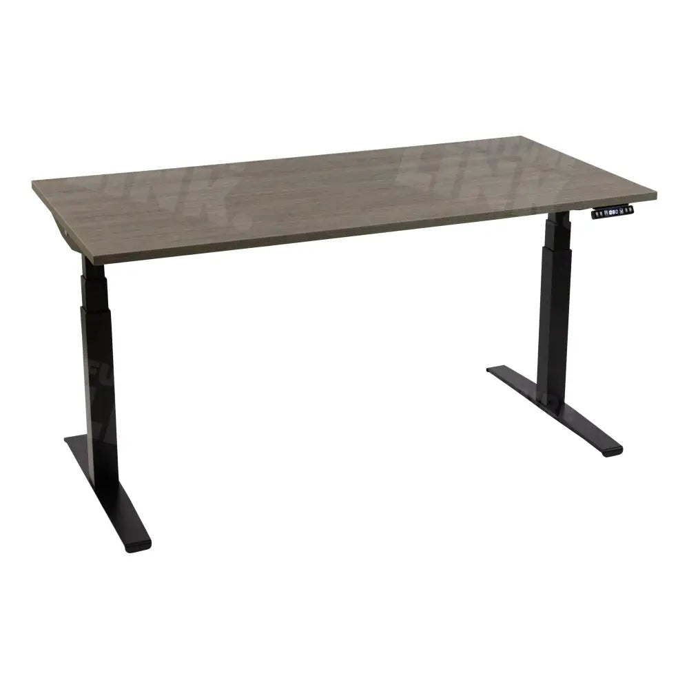 Elektrisch bureau DSQ 160x80cm met Zwarte poot en Logan eiken blad