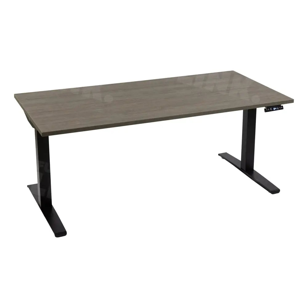 Elektrisch bureau DSQ 160x80cm met Zwarte poot en Logan eiken blad