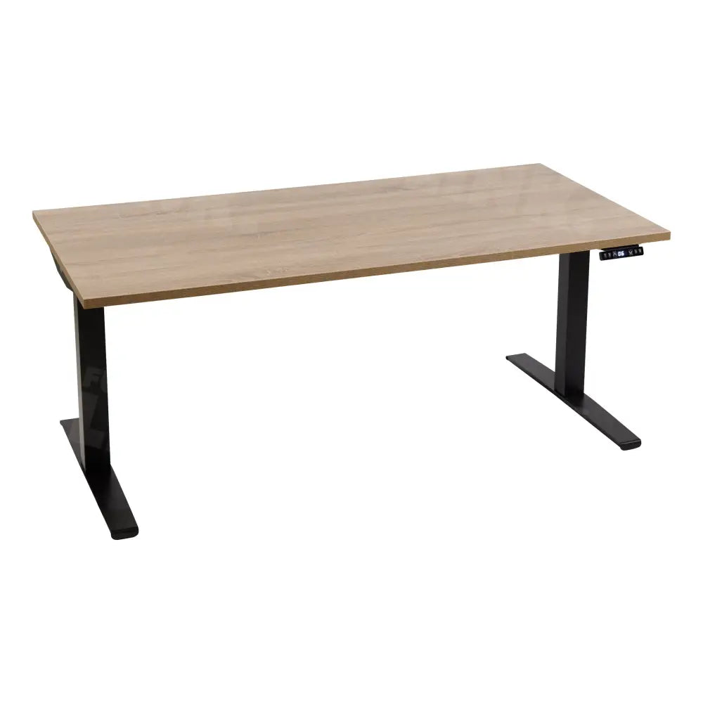 Elektrisch bureau DSQ 160x80cm met Zwarte poot en Robson eiken blad