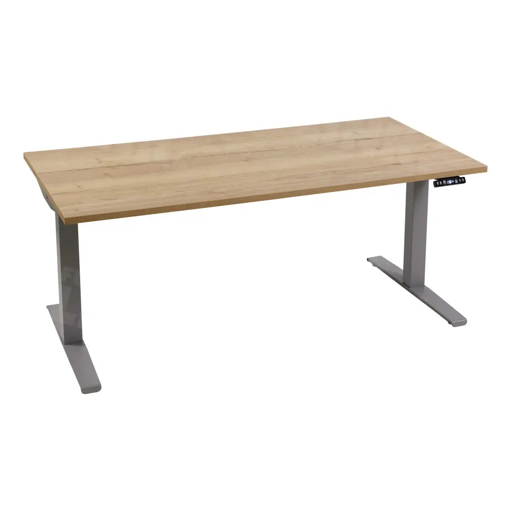 Elektrisch bureau DSQ 200x80cm met Aluminium poot en Halifax eiken blad