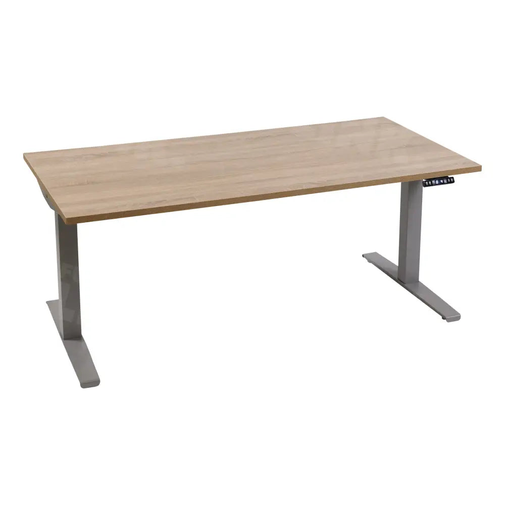 Elektrisch bureau DSQ 200x80cm met Aluminium poot en Robson eiken blad