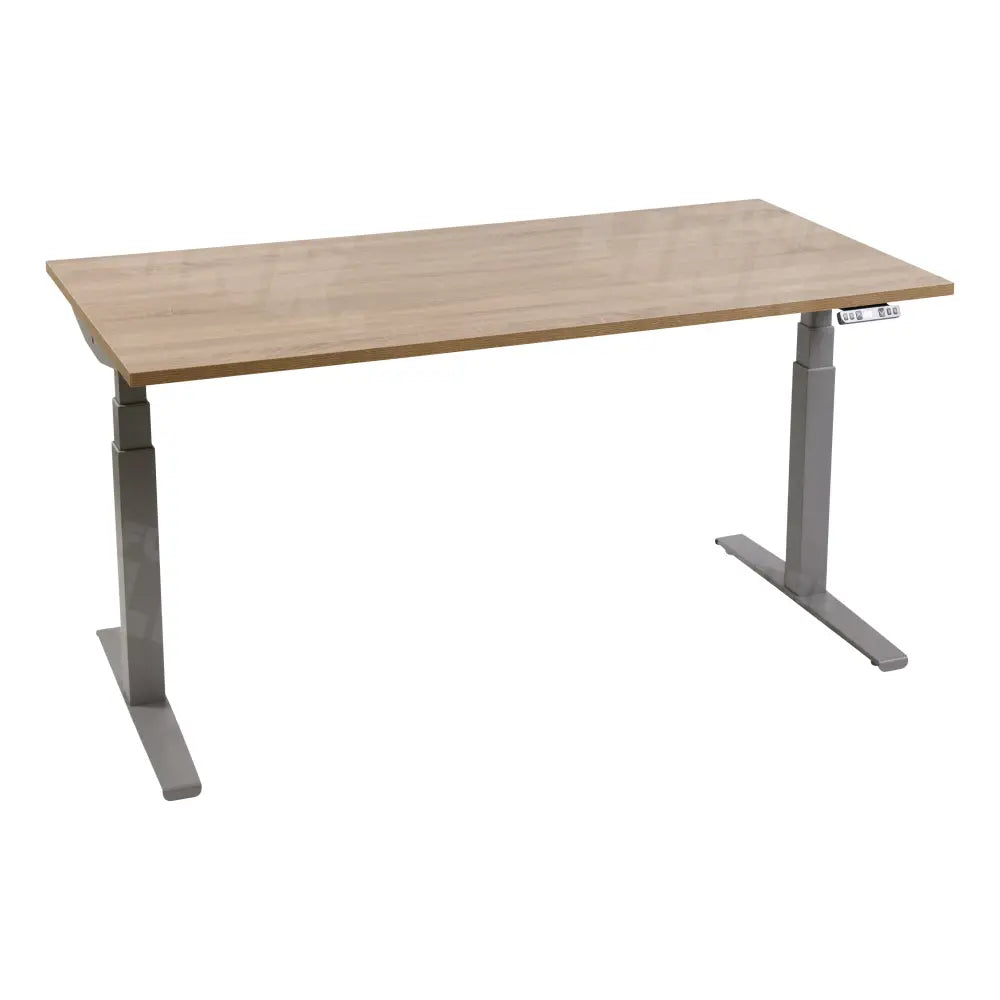 Elektrisch bureau DSQ 200x80cm met Aluminium poot en Robson eiken blad