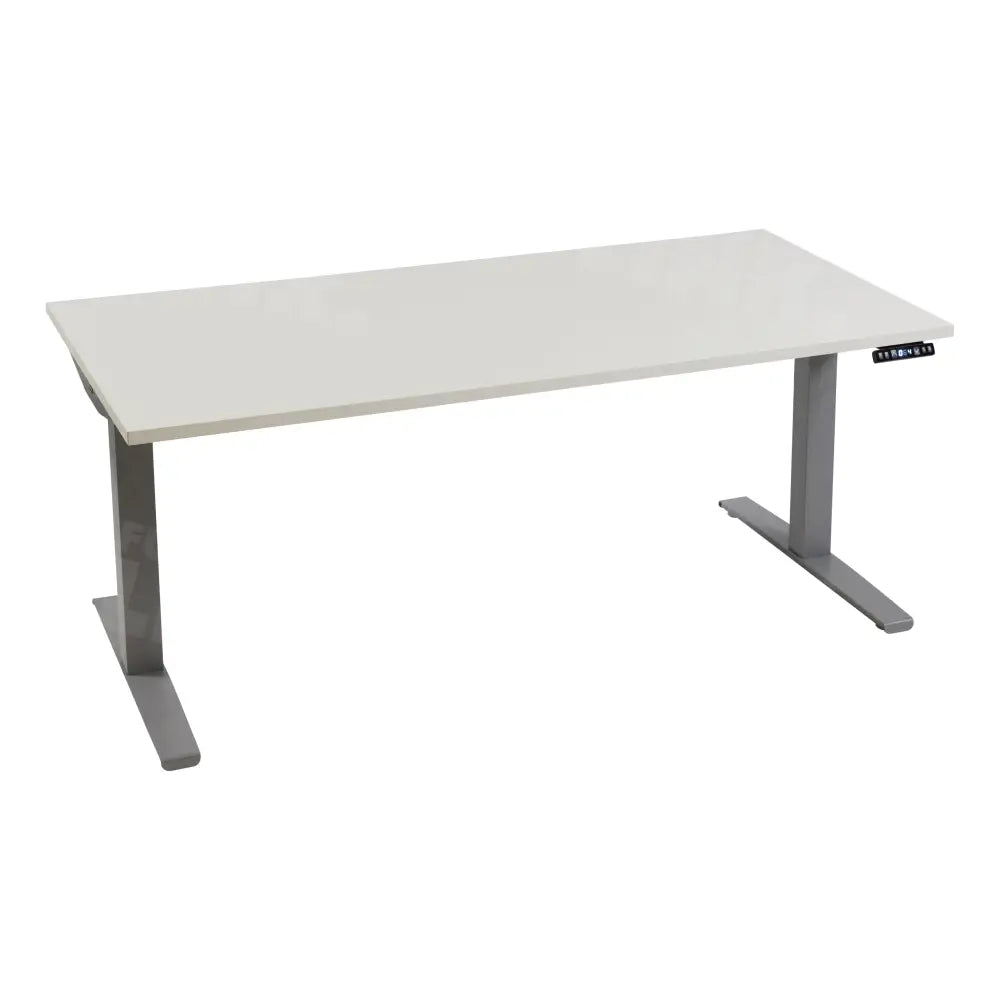 Elektrisch bureau DSQ 200x80cm met Aluminium poot en Wit blad