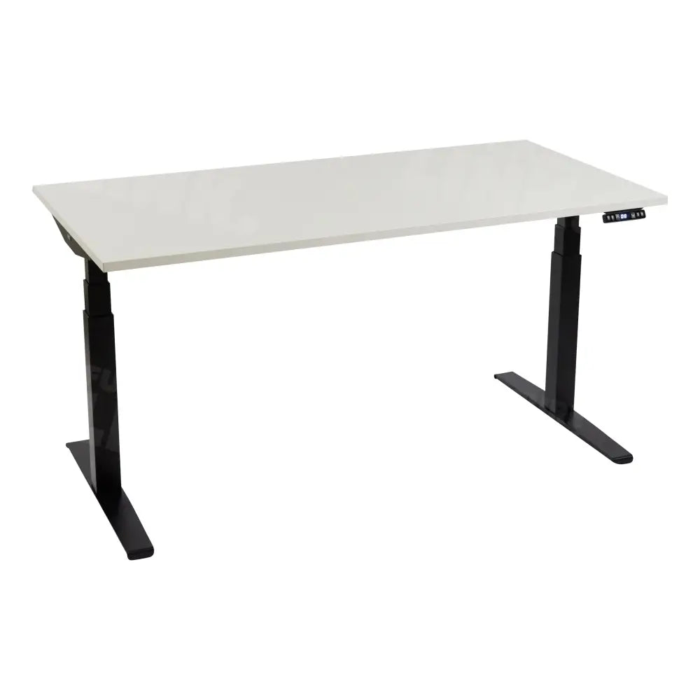 Elektrisch bureau DSQ 200x80cm met Zwarte poot en Wit blad