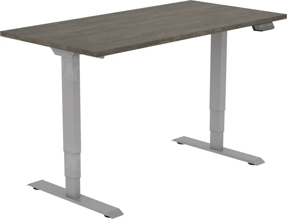 Elektrisch bureau DSQ EURO 160x80cm met Lichtgrijze poot en Logan eiken blad