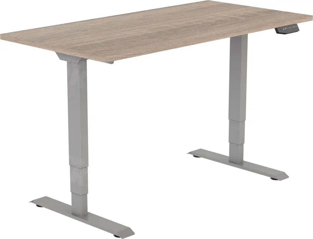 Elektrisch bureau DSQ EURO 160x80cm met Lichtgrijze poot en Robson eiken blad