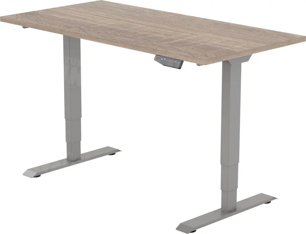 Elektrisch bureau DSQ EURO 160x80cm met Lichtgrijze poot en Robson eiken blad