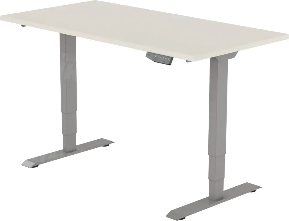 Elektrisch bureau DSQ EURO 160x80cm met Lichtgrijze poot en Wit blad
