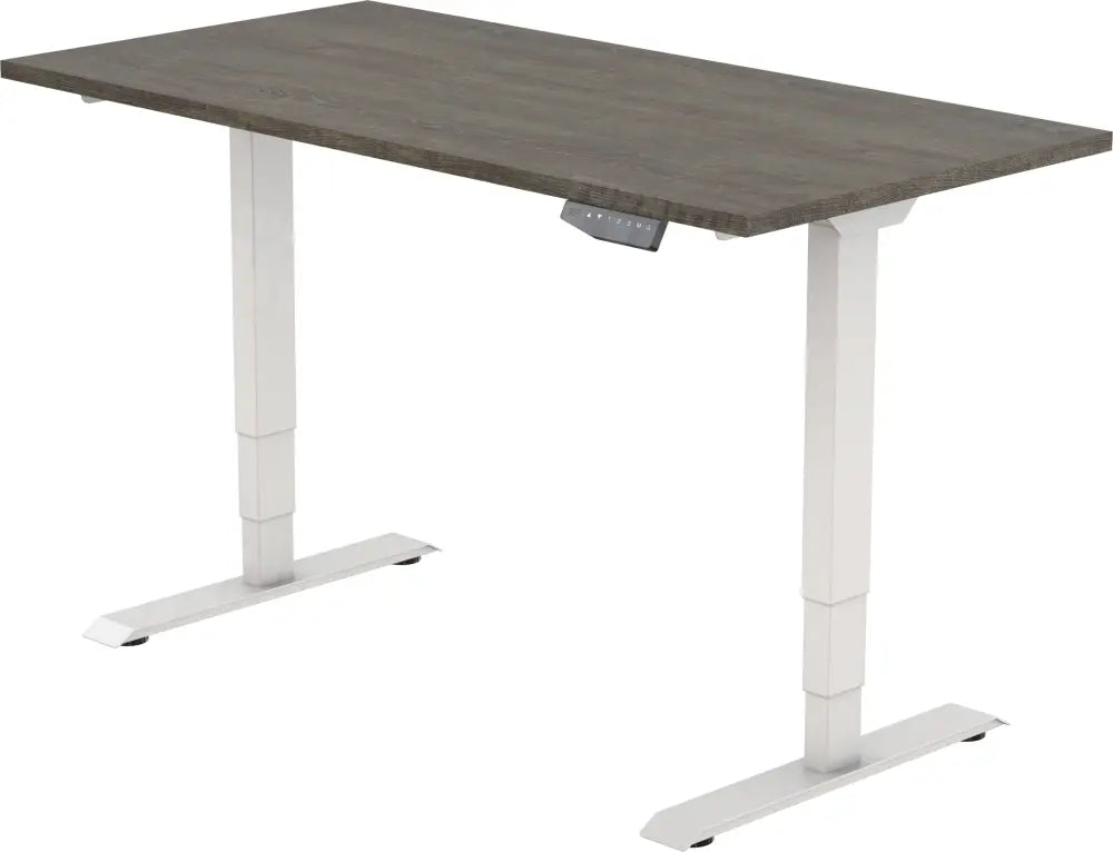 Elektrisch bureau DSQ EURO 160x80cm met Witte poot en Logan eiken blad