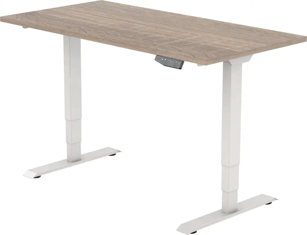 Elektrisch bureau DSQ EURO 160x80cm met Witte poot en Robson eiken blad
