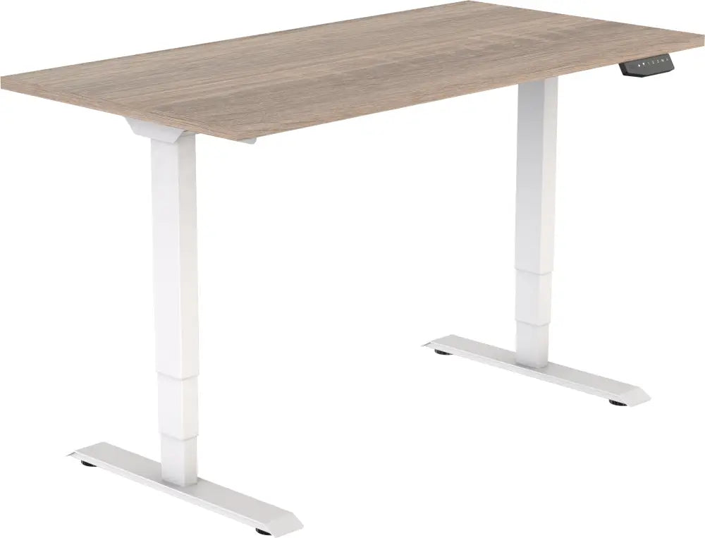 Elektrisch bureau DSQ EURO 160x80cm met Witte poot en Robson eiken blad