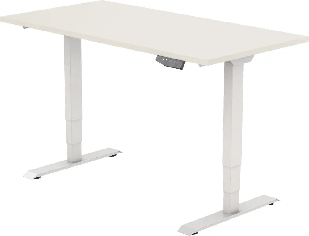 Elektrisch bureau DSQ EURO 160x80cm met Witte poot en Wit blad
