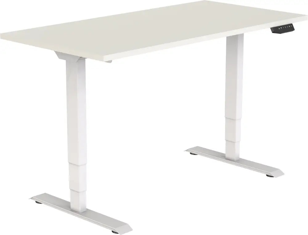 Elektrisch bureau DSQ EURO 160x80cm met Witte poot en Wit blad
