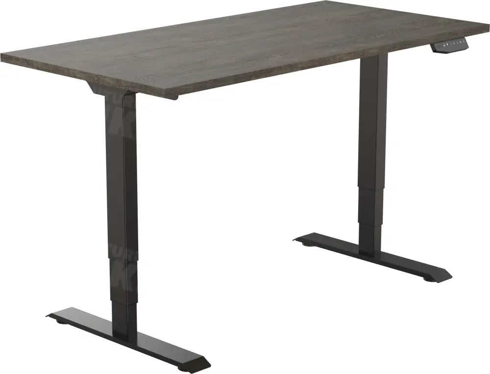 Elektrisch bureau DSQ EURO 160x80cm met Zwarte poot en Logan eiken blad