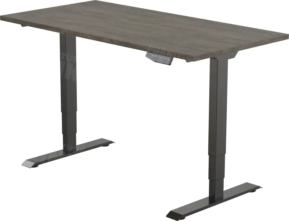 Elektrisch bureau DSQ EURO 160x80cm met Zwarte poot en Logan eiken blad