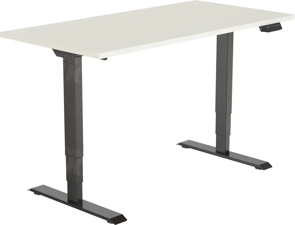 Elektrisch bureau DSQ EURO 160x80cm met Zwarte poot en Wit blad