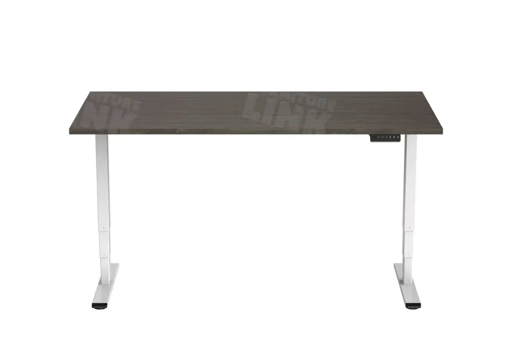 Elektrisch bureau DSQ EURO125 160x80cm met Witte poot en Logan eiken blad