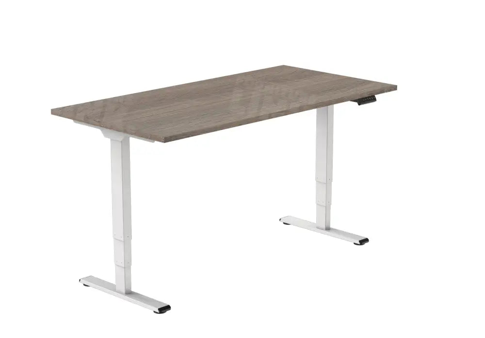 Elektrisch bureau DSQ EURO125 160x80cm met Witte poot en Robson eiken blad