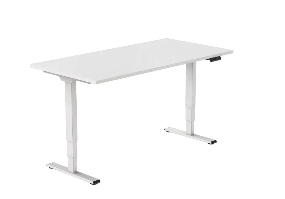 Elektrisch bureau DSQ EURO125 160x80cm met Witte poot en Wit blad