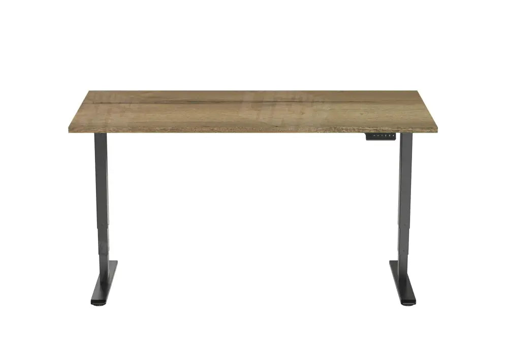 Elektrisch bureau DSQ EURO125 160x80cm met Zwarte poot en Halifax eiken blad