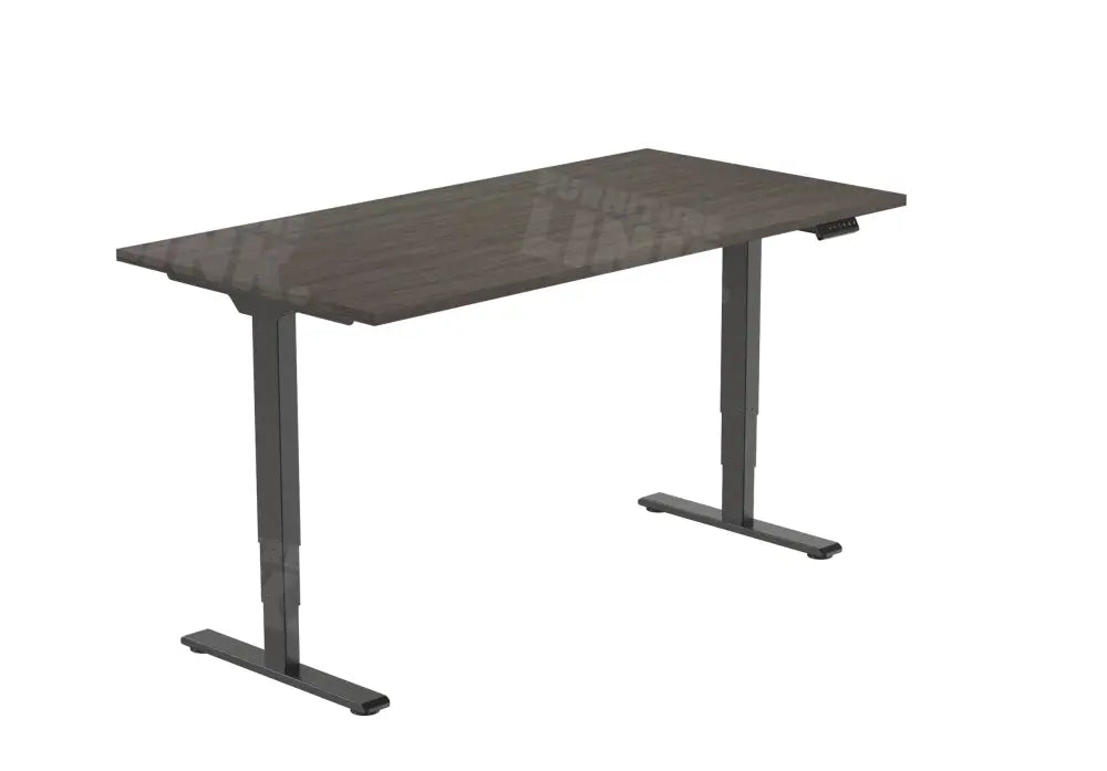 Elektrisch bureau DSQ EURO125 160x80cm met Zwarte poot en Logan eiken blad